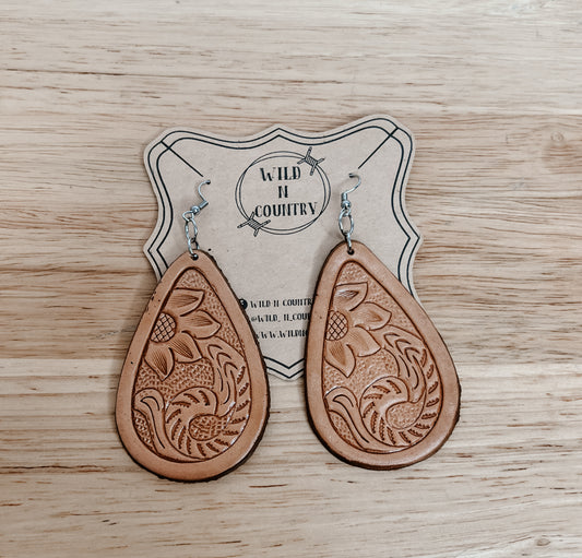 Tooled pear drop Earrings