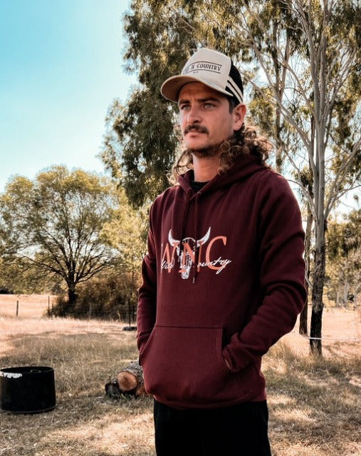 Burgundy Men's Dusty Bull Hoodie