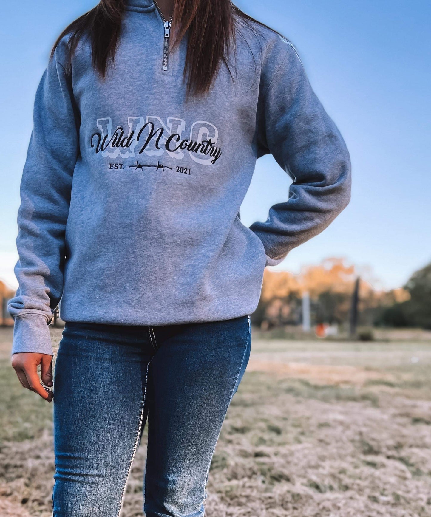 Unisex Half Zip Sweater - Grey Marble