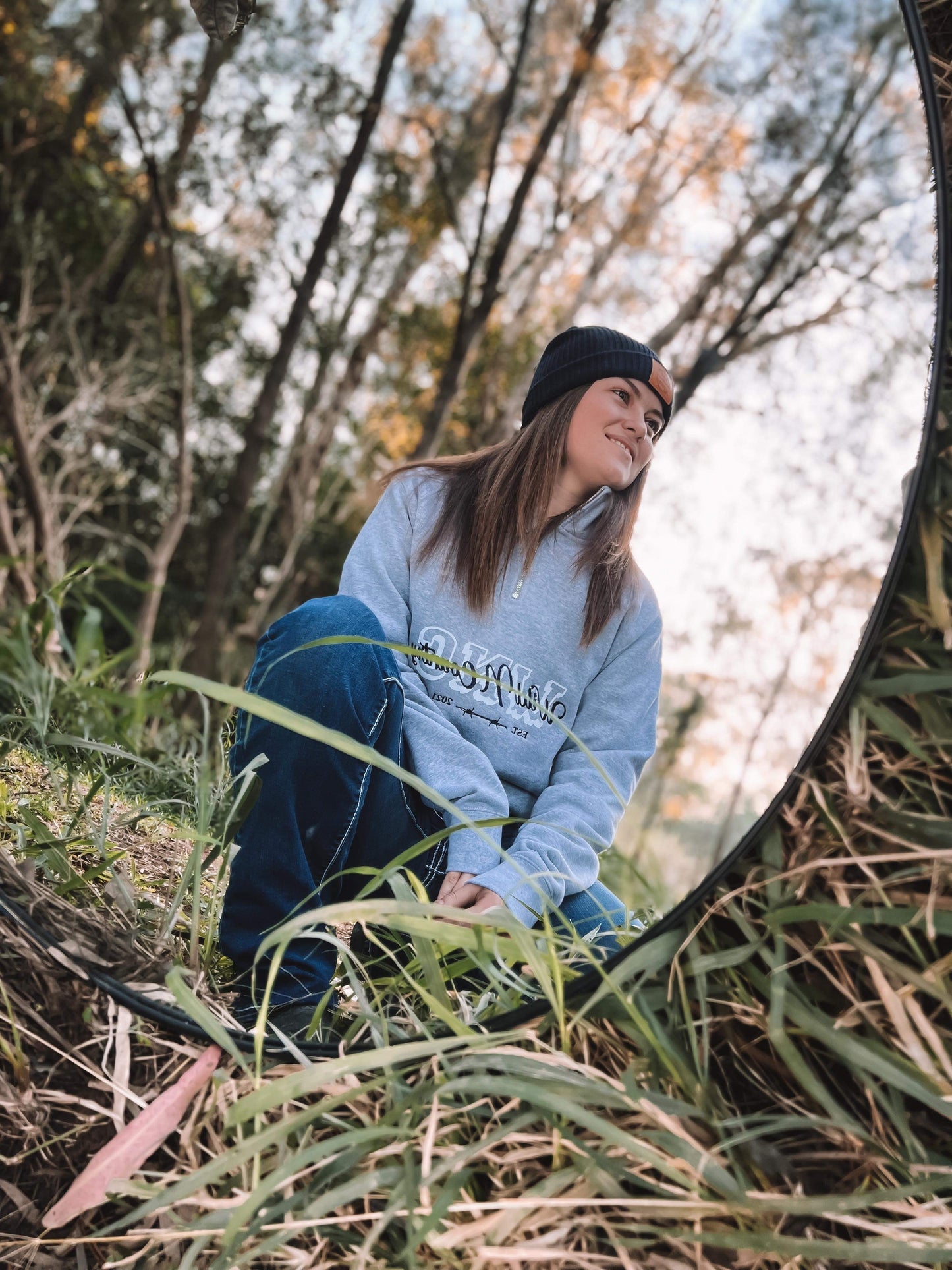 Unisex Half Zip Sweater - Grey Marble